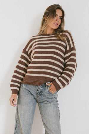 Azuline Striped Sweater in Brown