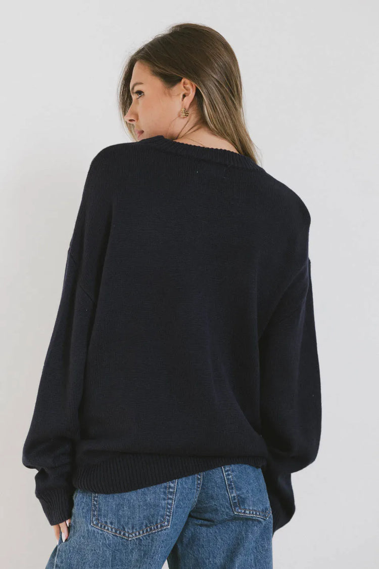 Plain color sweater in navy