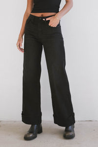 BLACK WIDE LEG DENIM