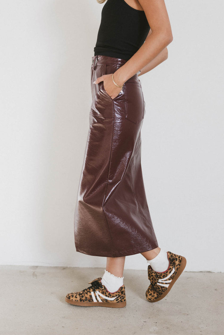 VEGAN LEATHER SKIRT WITH POCKETS