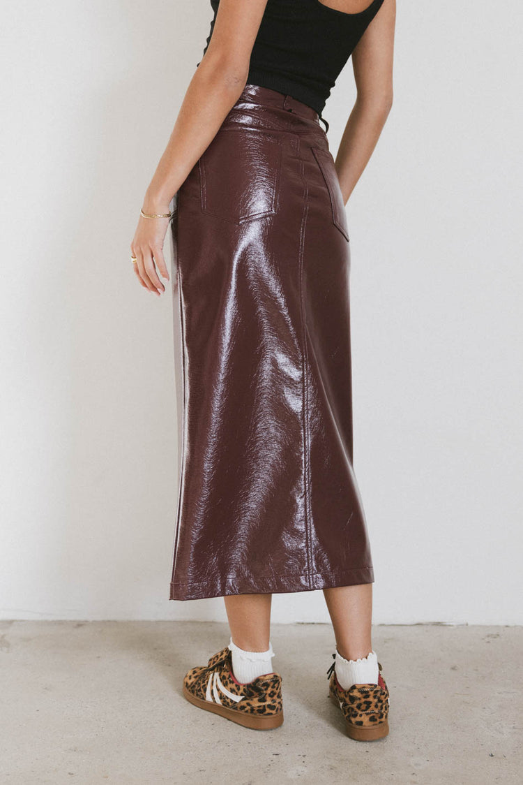 WINE VEGAN LEATHER SKIRT