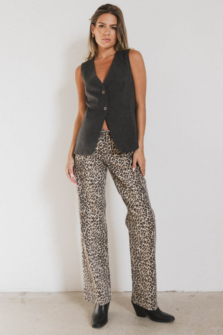 wide leg leopard jeans 