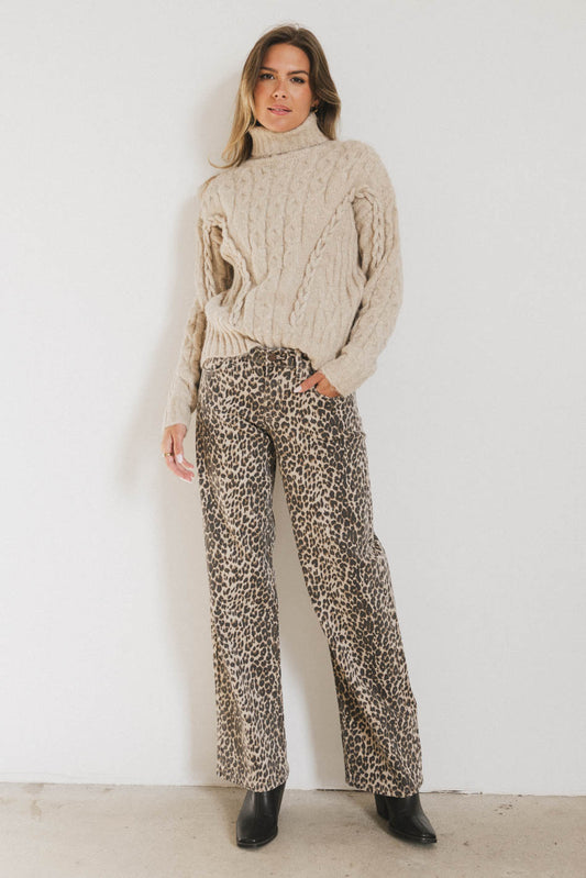 wide leg denim in leopard