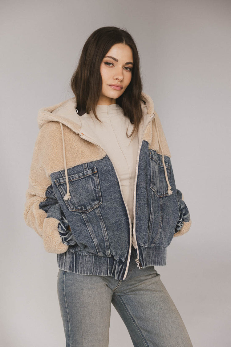 denim jacket with sherpa detail