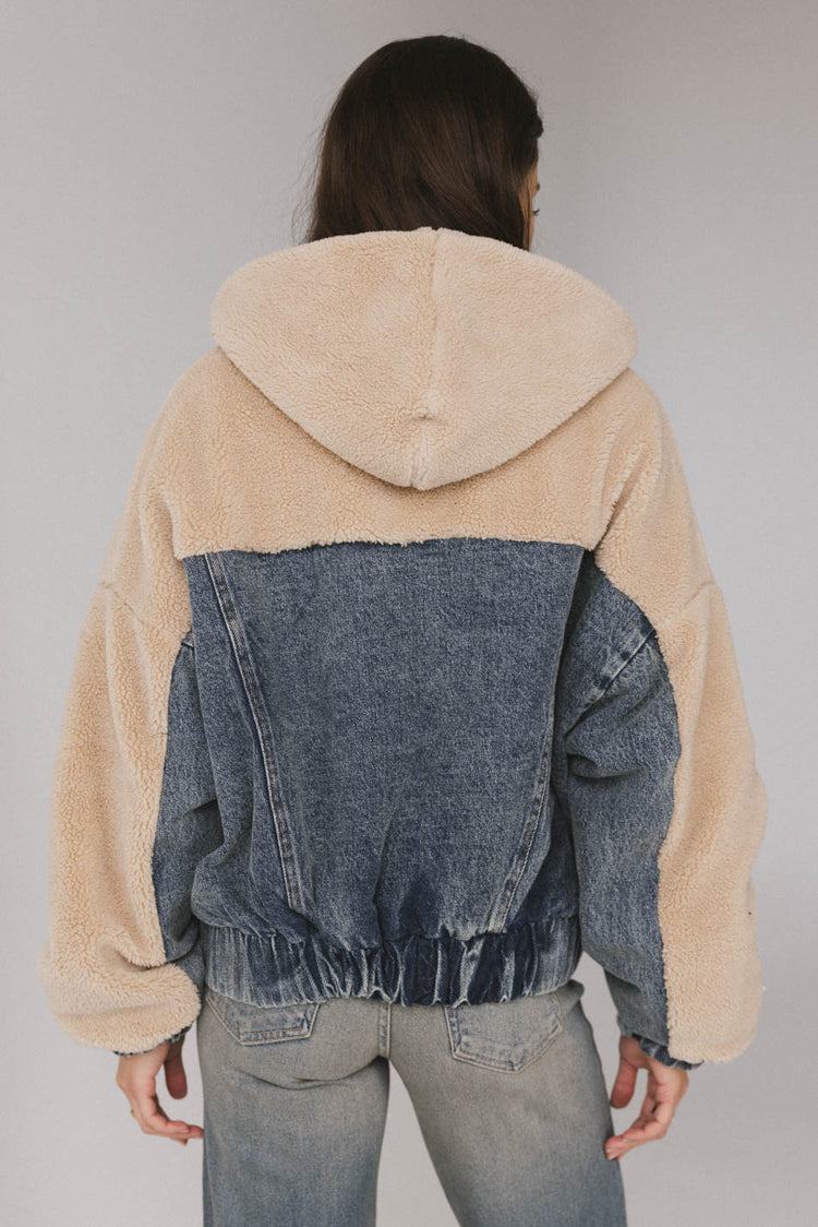 sherpa denim jacket with hood