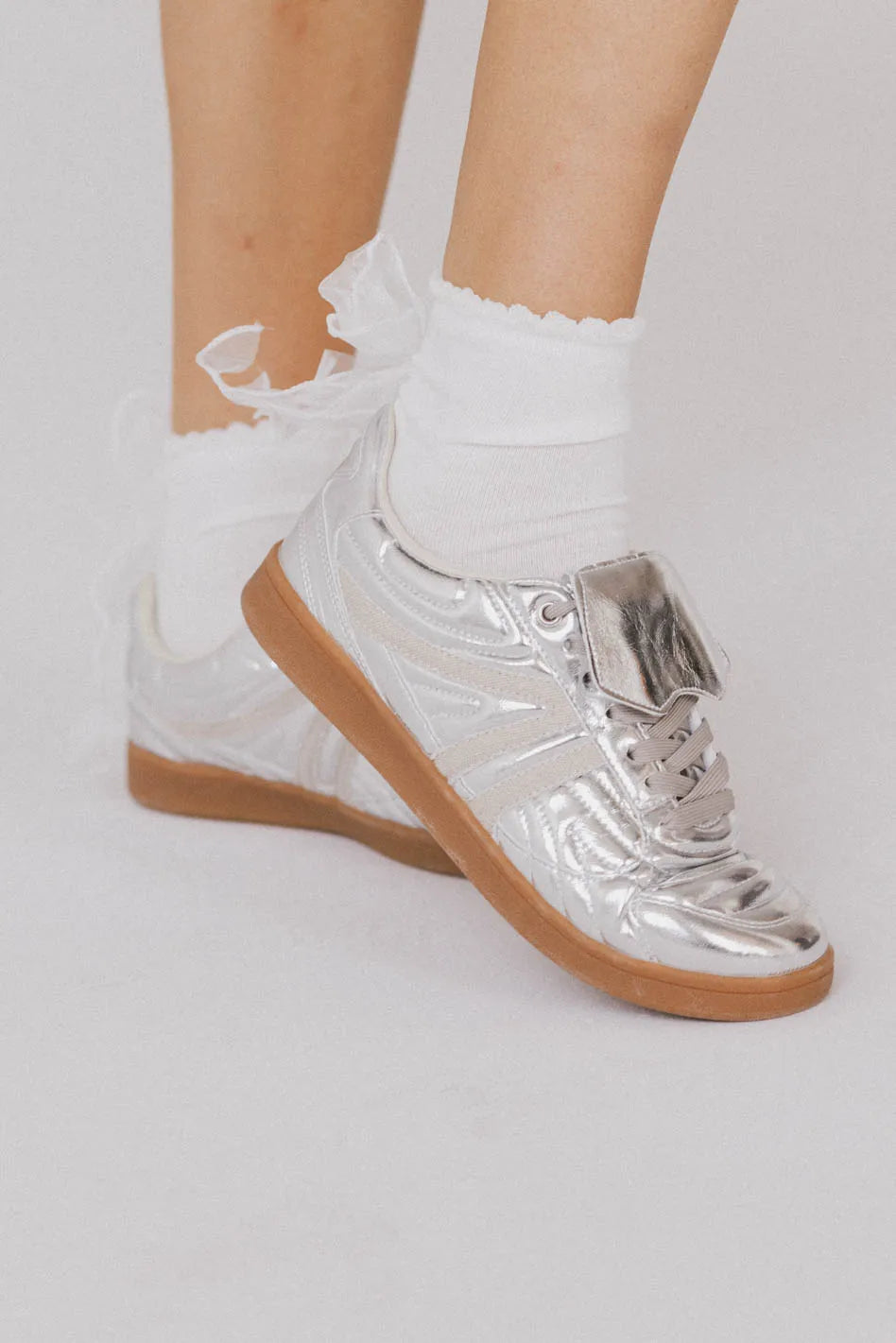 White socks with sheer bows 