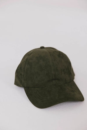 Suede Baseball Cap in Olive - FINAL SALE