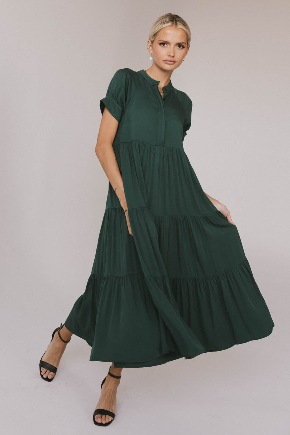 Amanda Tiered Dress in Emerald Amanda Tiered Dress in Emerald
