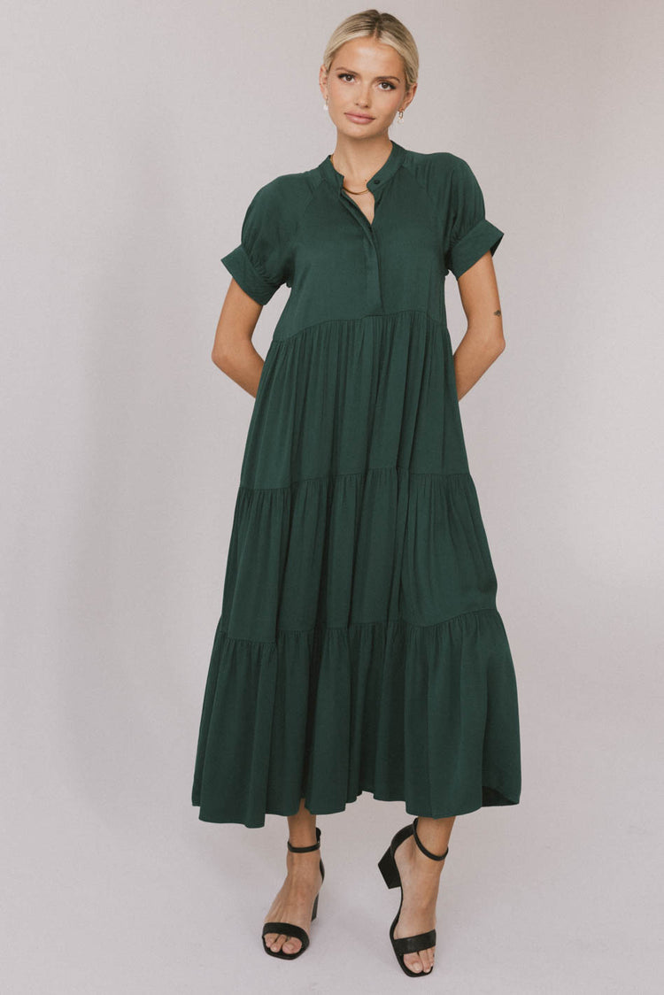 tiered green dress