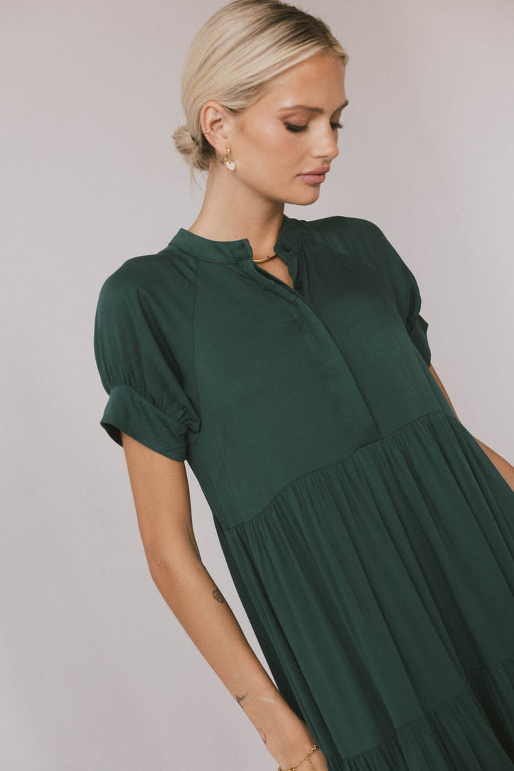 green woven dress