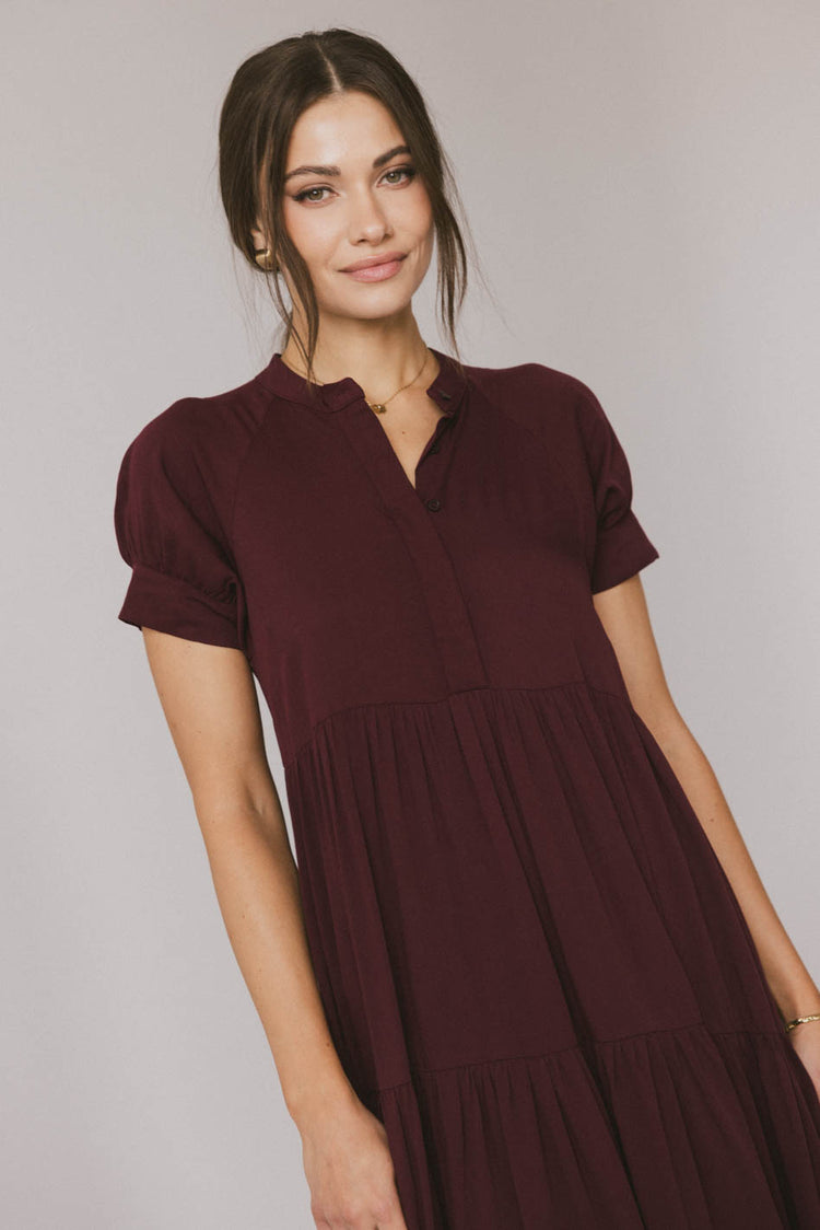 burgundy short sleeve dress