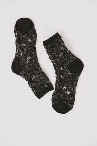 Floral black socks 