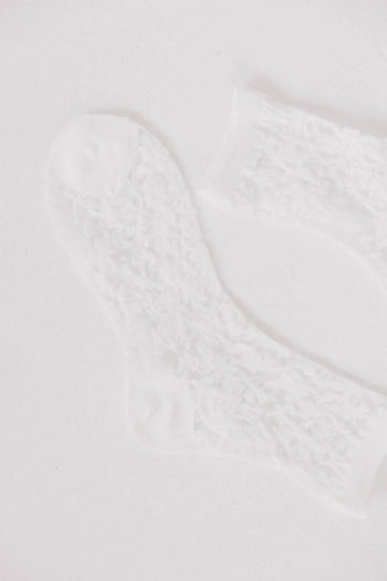 White socks with embroidered flowers 