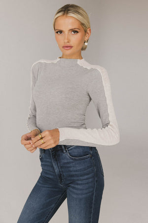 Cleo Ribbed Top in Grey - FINAL SALE