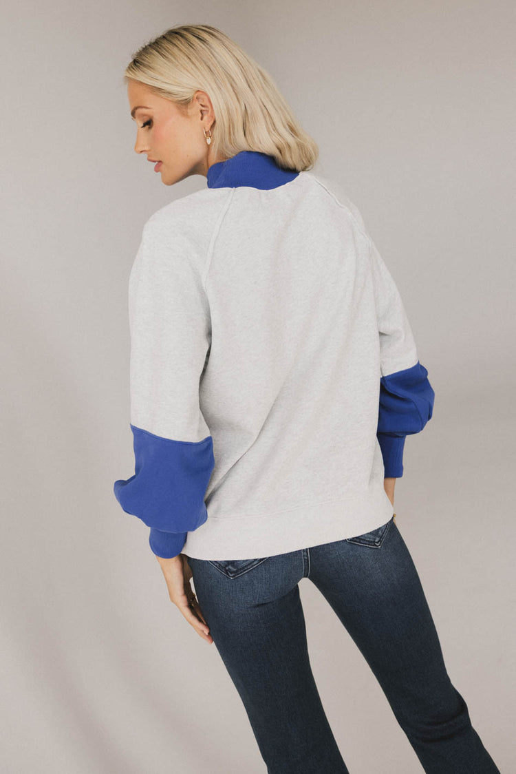 mock neck colorblock sweater