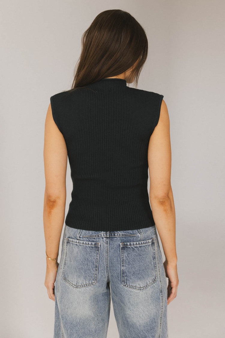 ribbed knit sweater top with short sleeves