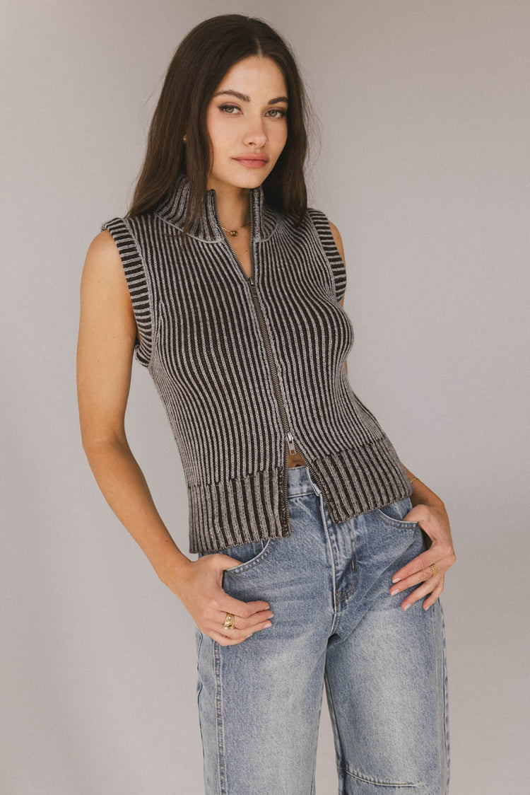 zipper front top