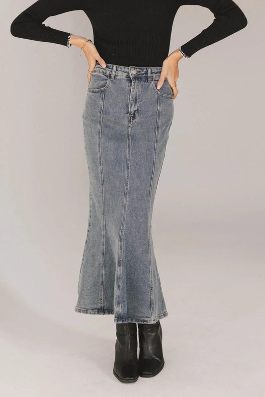 Medium wash denim skirt 