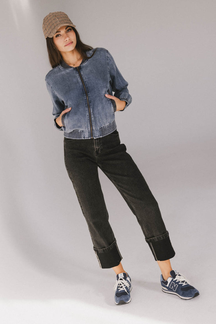 BLACK DENIM JEANS WITH CUFF