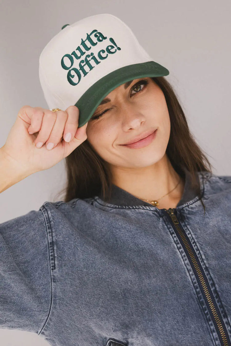 Hat in green and cream 