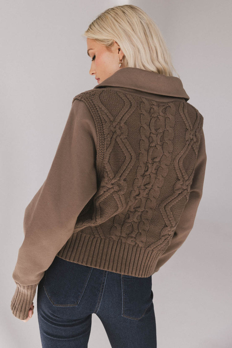 CABLE KNIT CARDIGAN WITH COLLAR