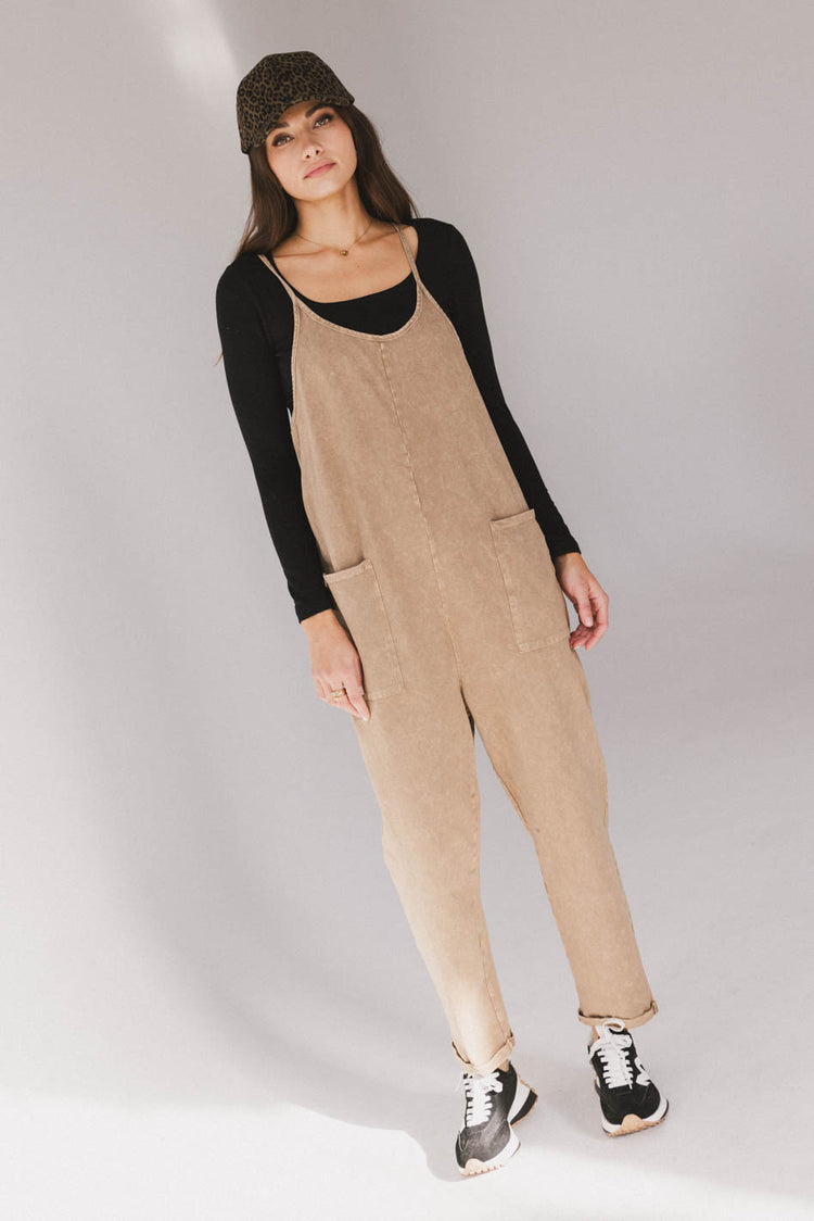 taupe onesie with pockets