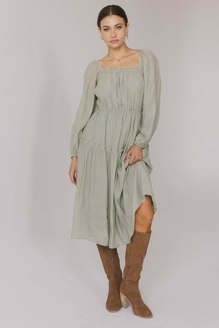 sage long sleeve dress