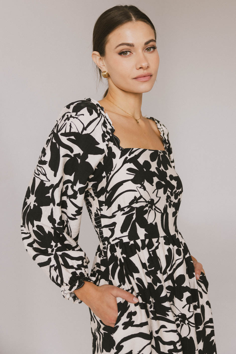 black and white printed dress