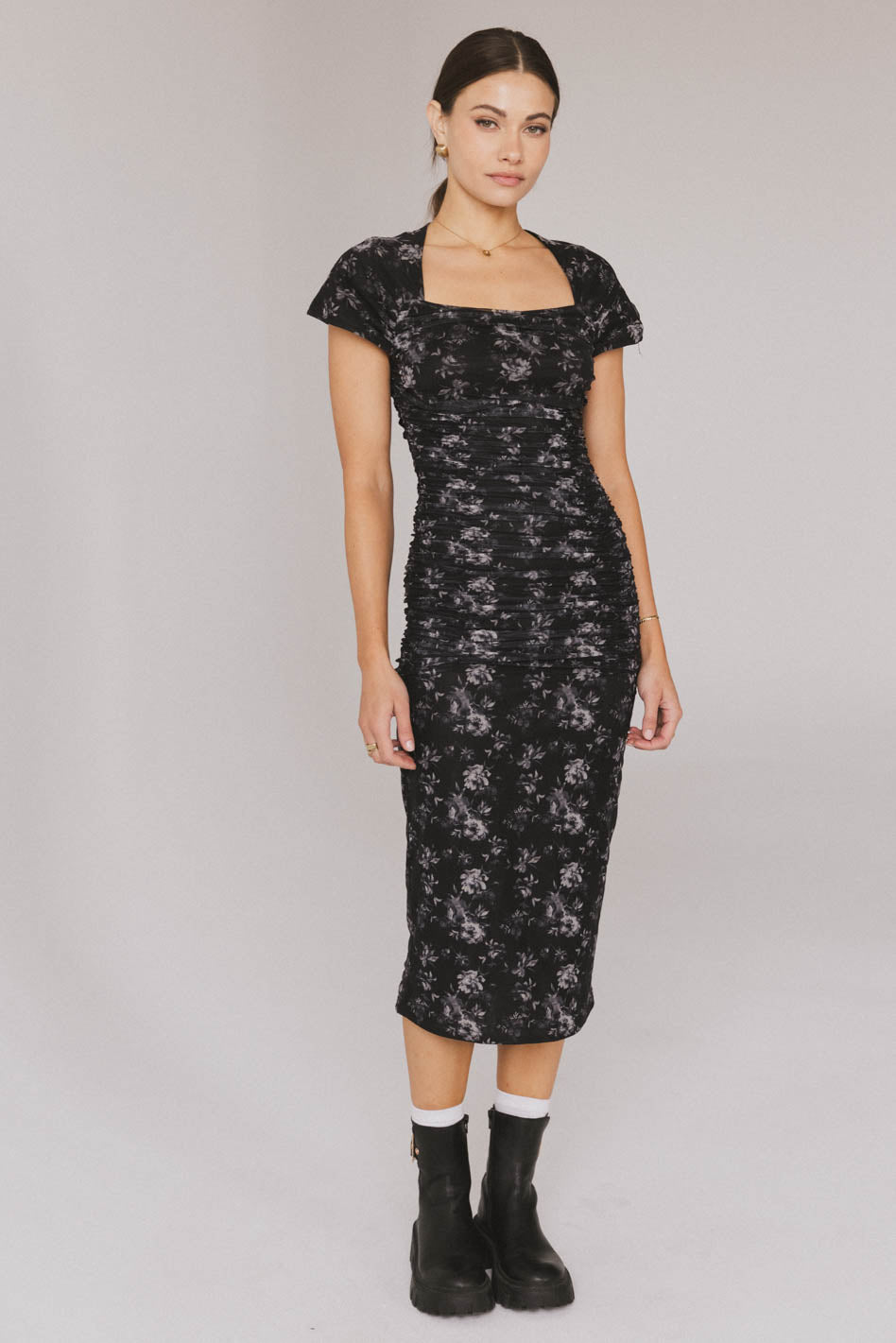 Kensie Ruched Midi Dress - FINAL SALE Kensie Ruched Midi Dress - FINAL SALE