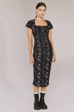 Kensie Ruched Midi Dress