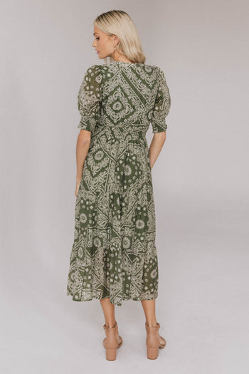 paisley printed midi dress