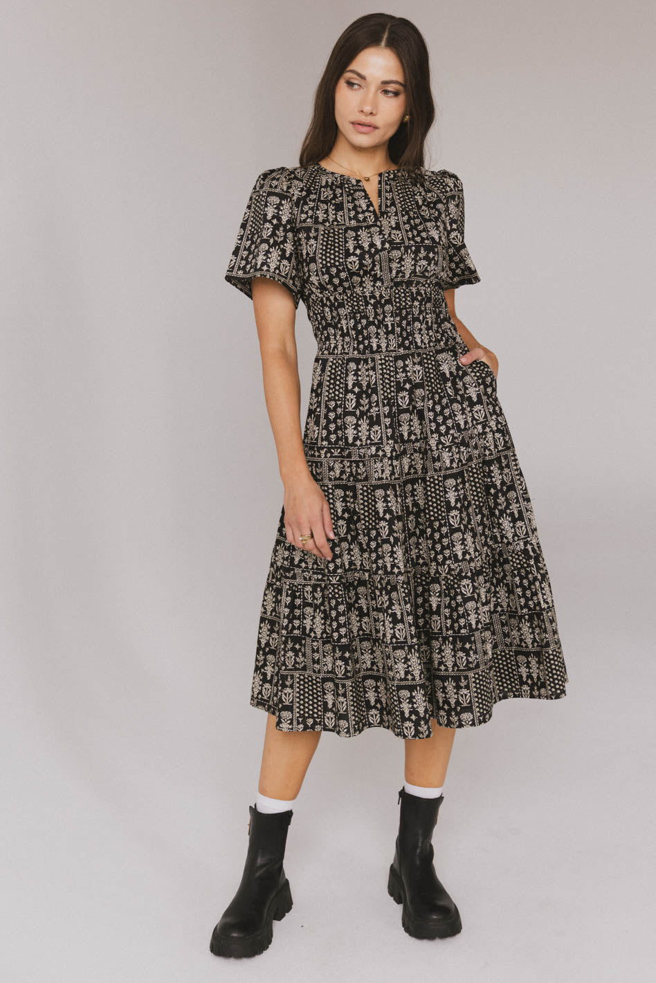 Sandra Smocked Waist Midi Dress - FINAL SALE