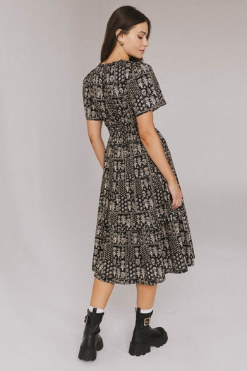 smocked waist midi dress