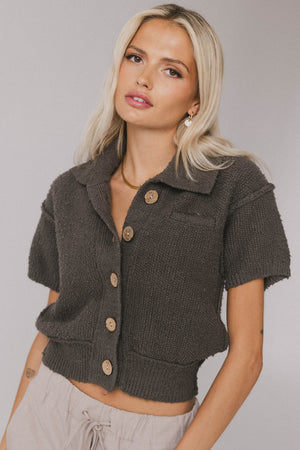 Hayes Knit Cardigan in Charcoal - FINAL SALE