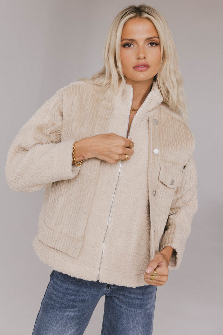 corduroy jacket with sherpa detailing