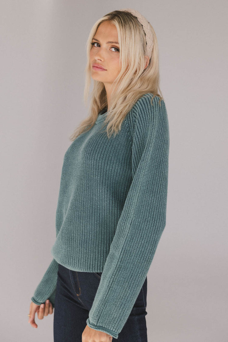 teal ribbed sweater