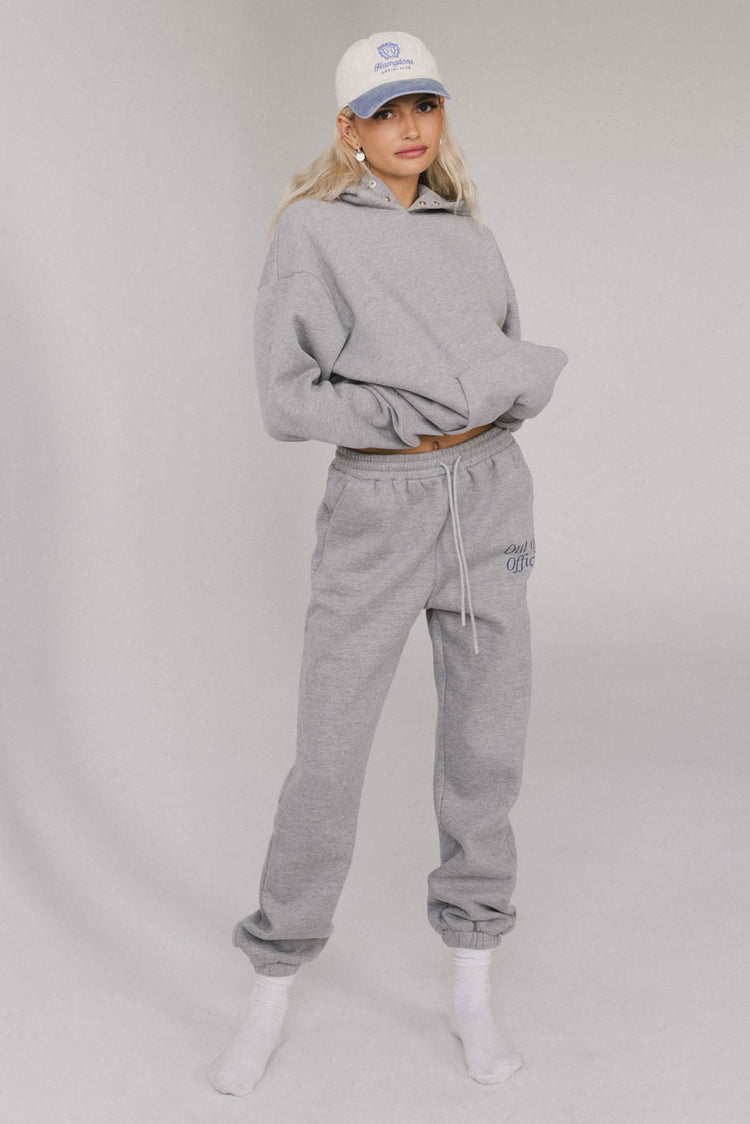 out of office light grey sweater set