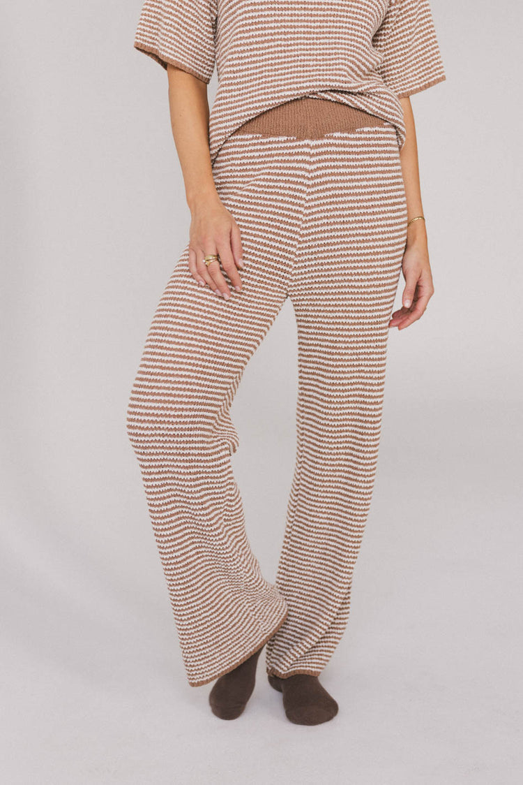 ribbed striped elastic waist bottoms