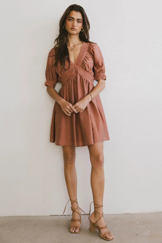 Mini dress in rust 