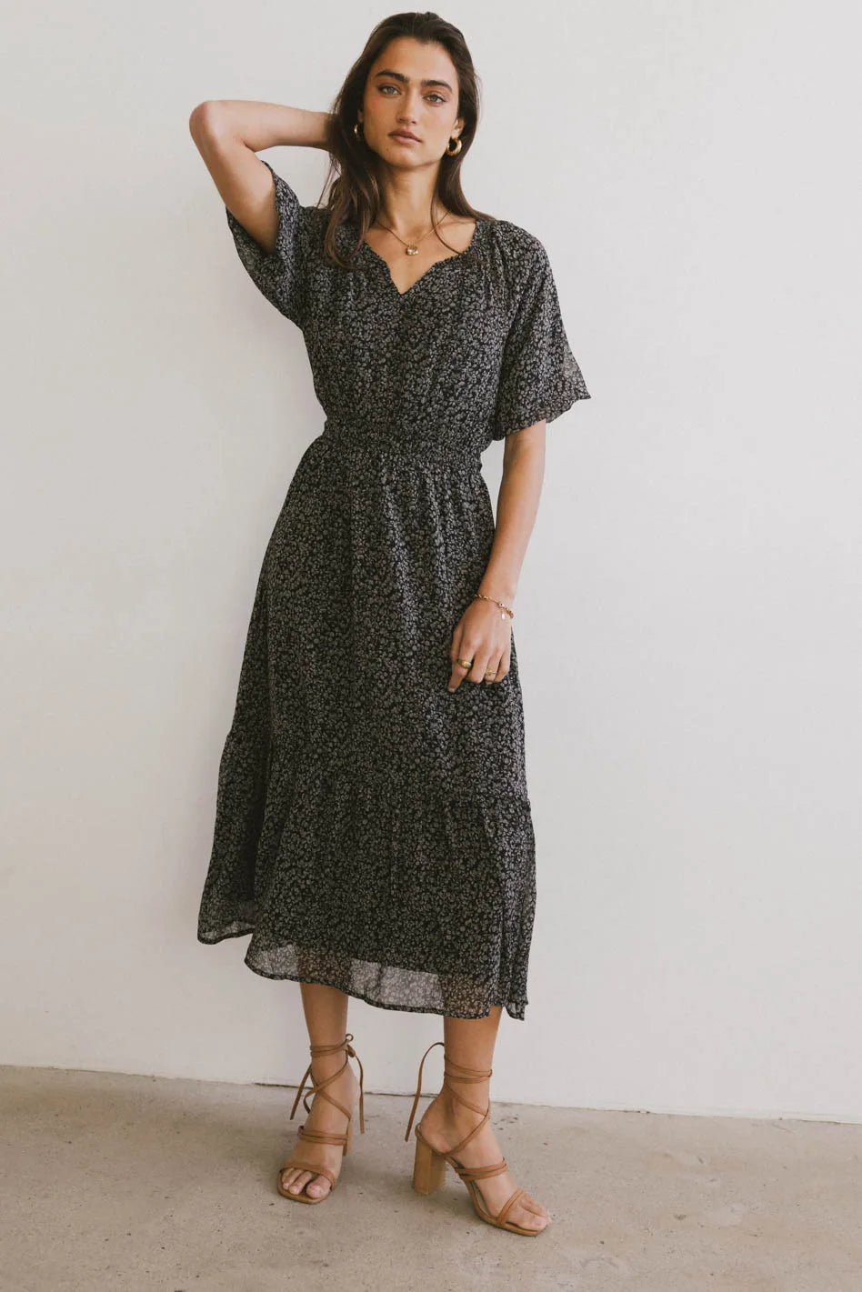 Allorah Ditsy Floral Midi Dress - FINAL SALE