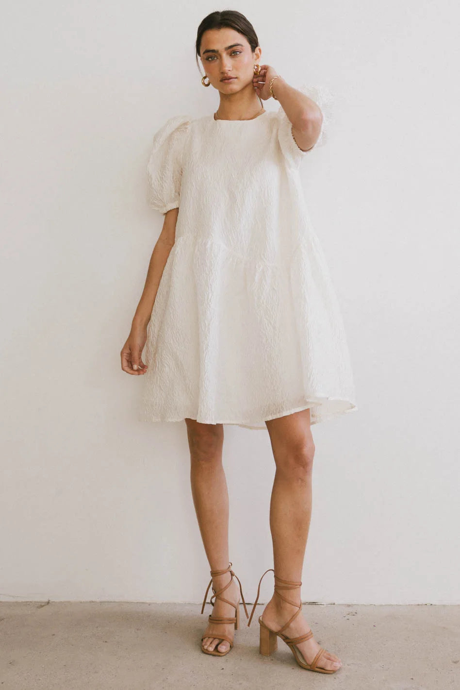 Maison Textured Mini Dress in White - FINAL SALE Maison Textured Mini Dress in White - FINAL SALE