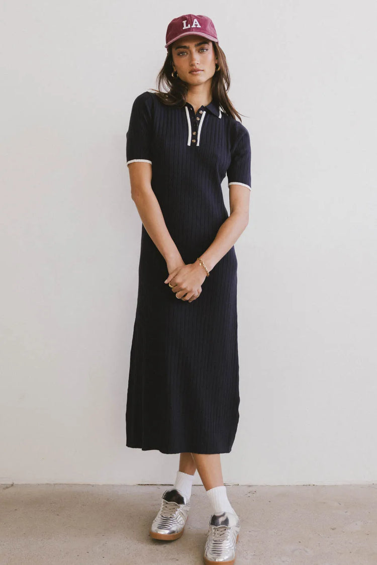 Ribbed dress in navy 