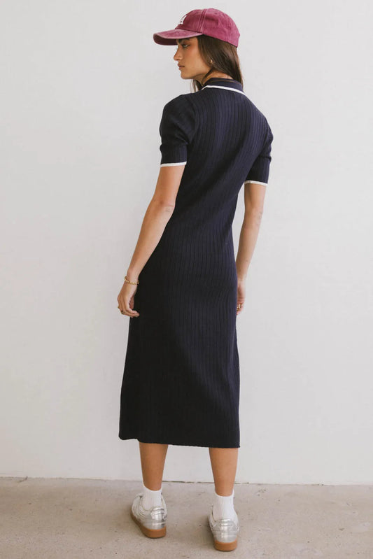 Plain color dress in navy 