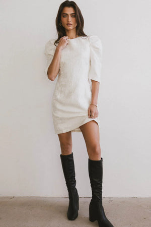 Kaylee Brocade Dress in Cream - FINAL SALE