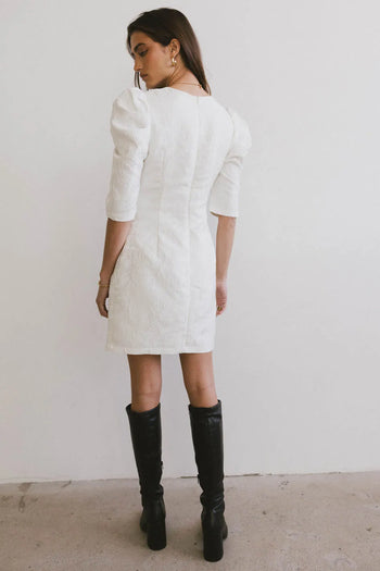 Back zipper dress in cream 