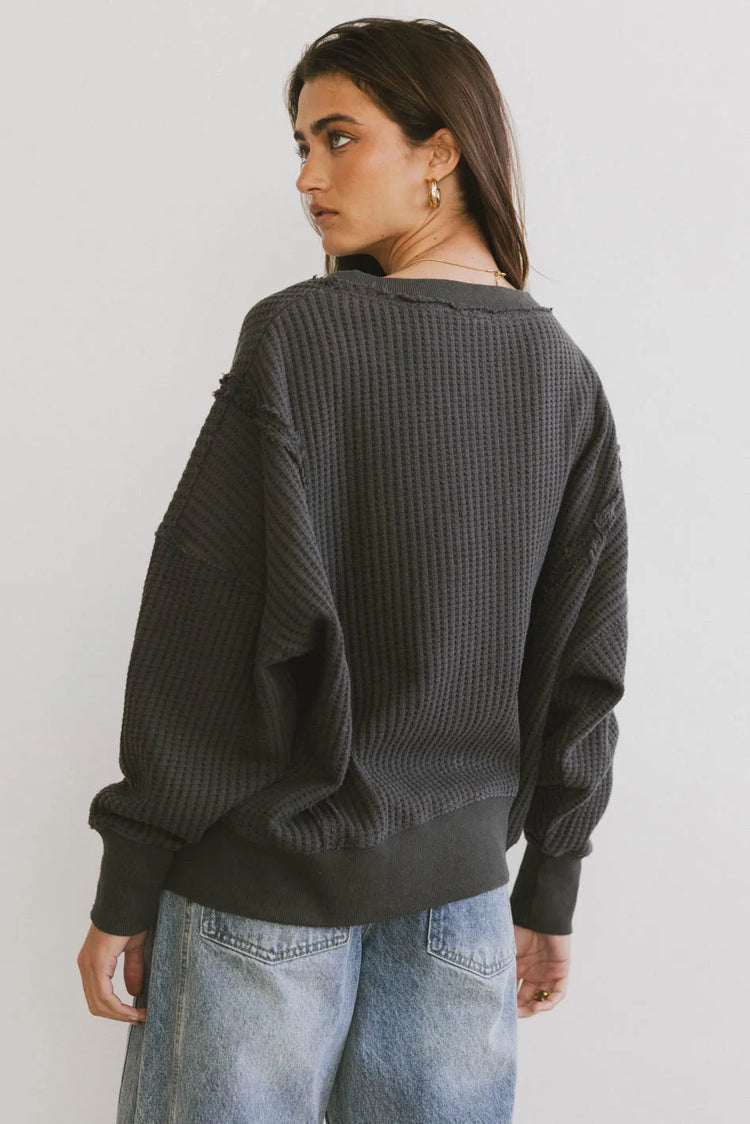 Plain color top in charcoal 