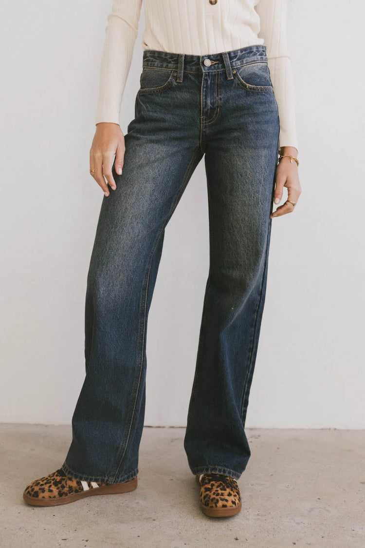 High rise denim in dark wash 