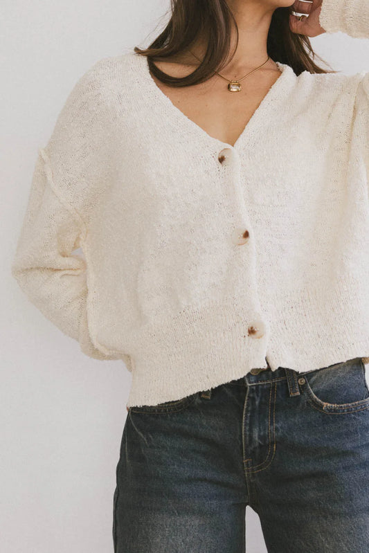 Plain color cardigan in cream 