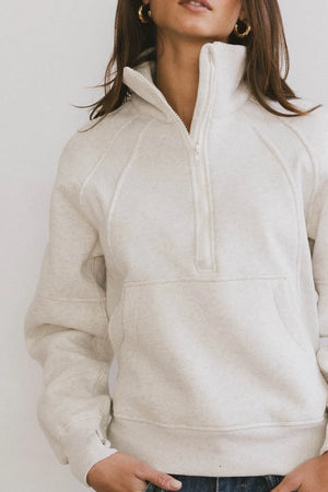 Krista Half Zip in Bone - FINAL SALE