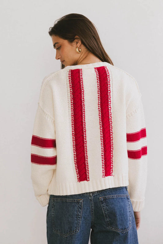 Sweater in cream and red